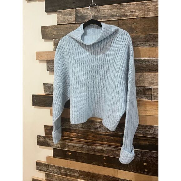 Anthropologie Maeve Athena Cowl Neck Blue Sweater sz S - Picture 2 of 7